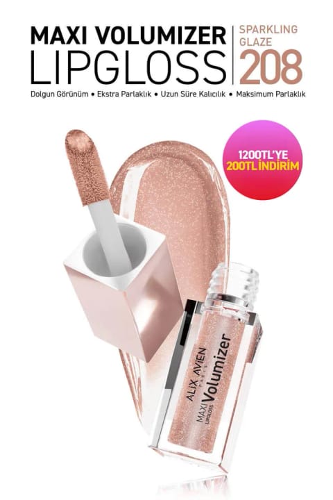 Alix Avien Maxivolumizer Lipgloss 208 - Sparkling Glaze - ماندگار و مرطوب‌کننده