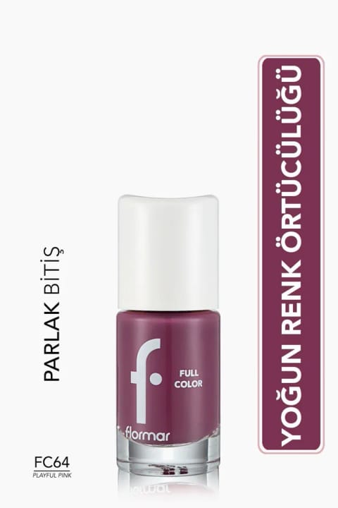 لاک براق با پیگمنت بالا فلورمار - Full Color Nail Enamel - Fc64 Playful Pın...