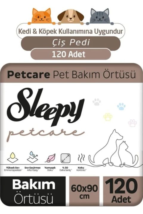 Sleepy Petcare پد محافظ حیوانات خانگی ۶۰×۹۰ سانتی‌متر ۴×۳۰ (۱۲۰ عددی)