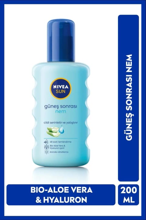 NIVEA Sun آفتاب سوختگی مرطوب‌کننده ۴۸ ساعته اسپری ۲۰۰ میلی‌لیتری، هیالورون و آلوئه