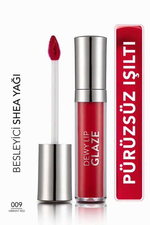 Flormar مرطوبکننده و براقکننده لب (قرمز) - Dewy Lip Glaze - 009 Vibrant Red