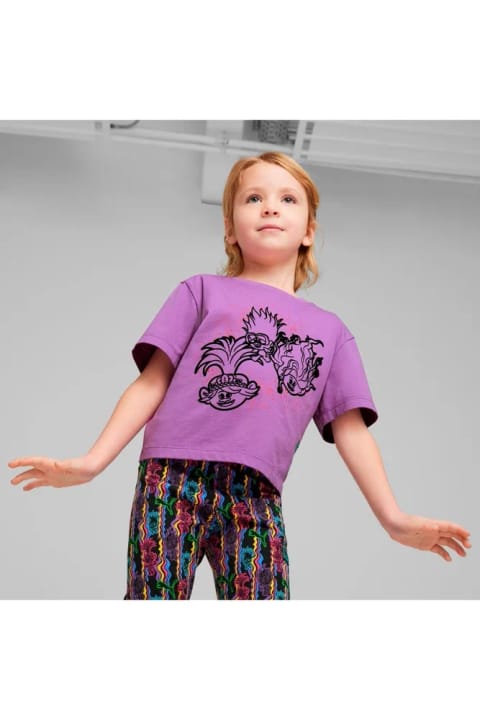 تیشرت دخترانه Puma Kids Puma X Trolls طرحدار یقه گرد بنفش
