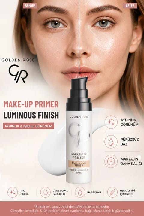 Golden Rose پرایمر آرایشی با پایانه درخشان - ظاهری درخشان و روشن...