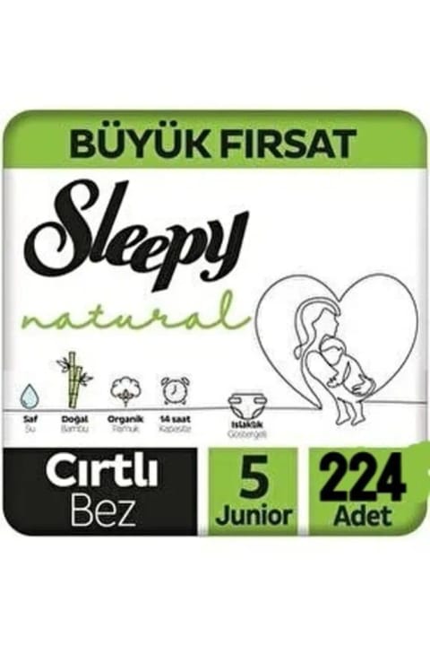 Sleepy Natural سایز ۵ جونیور بسته ۲۲۴ عددی پوشک بچه