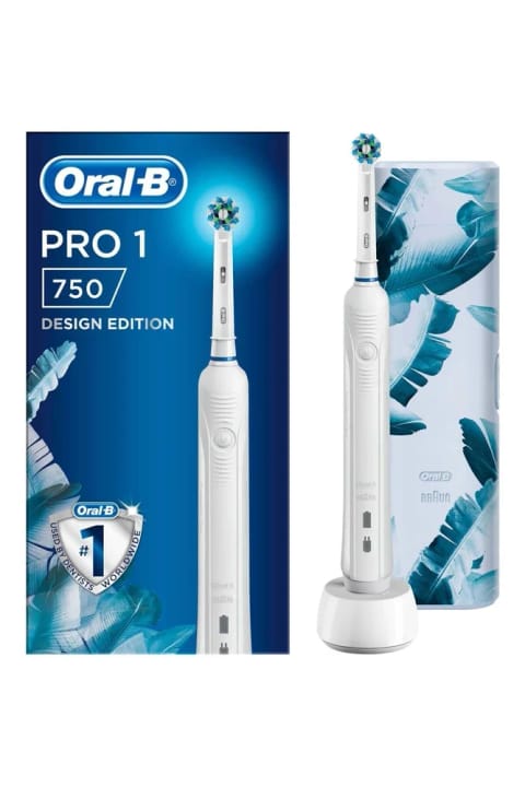Oral-B Pro1 750 شارژی مسواک برقی سفید همراه کاور مسافرتی هدیه