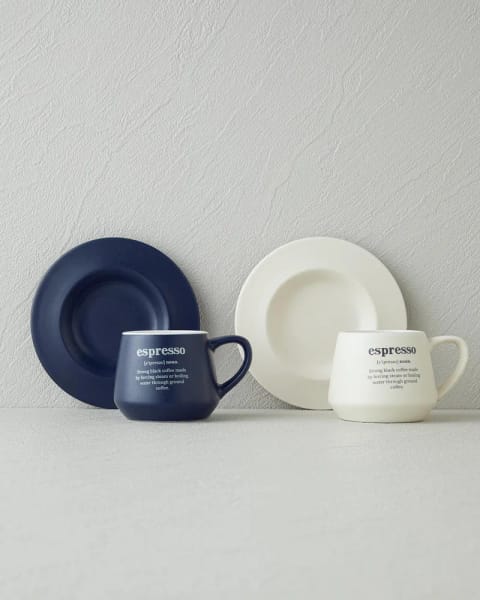 ست فنجان قهوه ۴ پارچه ۲ نفره Phoebe New Bone China ۹۰ میلی‌لیتر سرمه‌ای - کرم