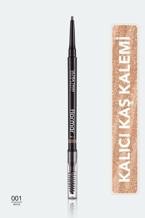 مداد ابرو و براش فلورمار - Ultra Thin Brow Pencil - 001 Beige