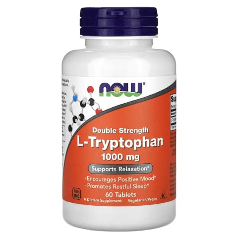 NOW Foods ال-تریپتوفان ۱,۰۰۰ میلی‌گرم دو برابر قدرت خواب و خلق مثبت حمایت از آرامش ۶۰ قرص