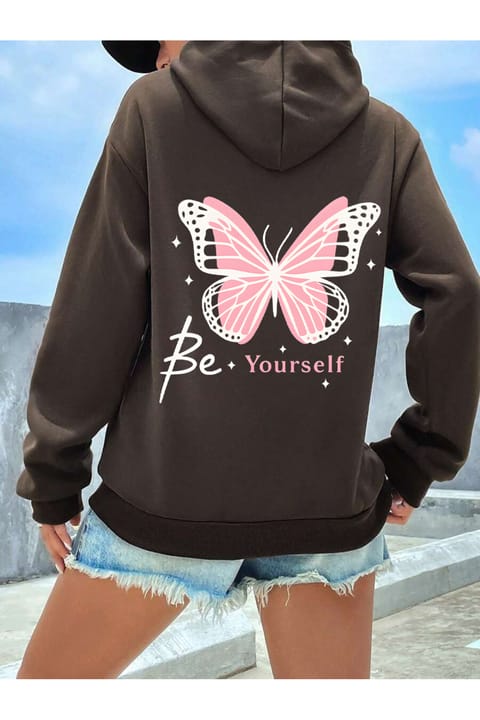 سویشرت اورسایز طراحی چاپی Be Your Self یونیسکس uyguntarz
