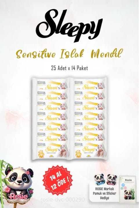 Sleepy 14 Al 12 Öde Sensitive دستمال مرطوب 25 و 60 عددی ROSIE