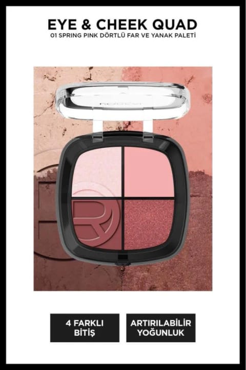L'Oreal Paris Eye & Cheek Quad - 01 Spring Pinks پالت چهاررنگ سایه و رژگونه