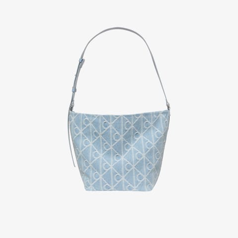 کیف دستی زنانه آبی Calvin Klein Emblem Denim Bucket