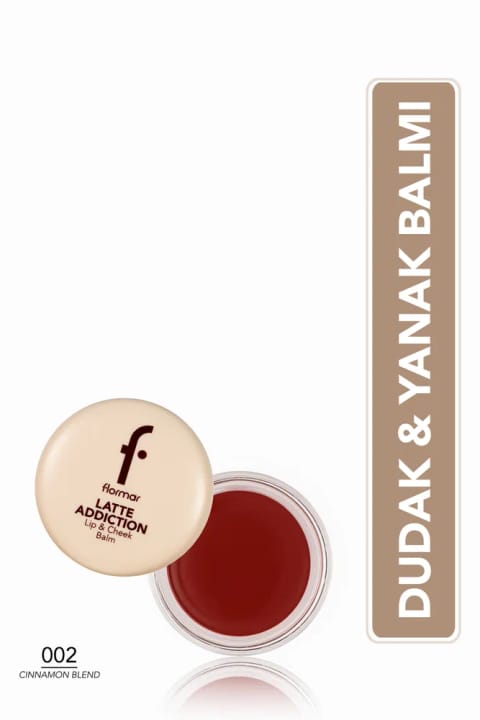 Flormar Latte بالم لب و گونه با بافت نرم، پایانی طبیعی و براق — 002 Cinnamon Blend