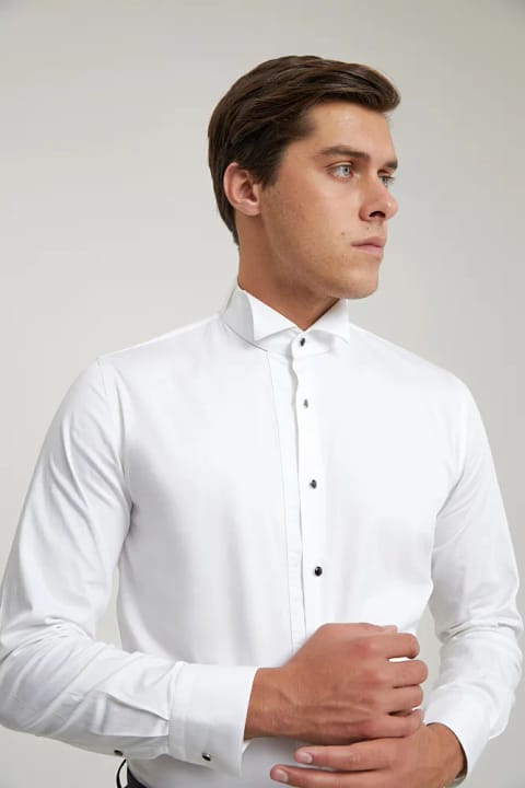 D'S Damat پیراهن اسموکین سلیم فیت سفید ساده