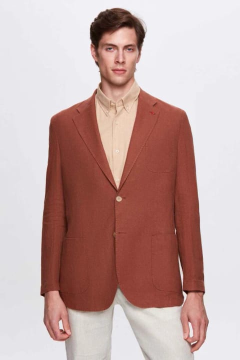 D'S Damat کت کتان صاف دارچینی (Cinnamon) فیت رگولار