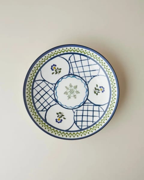 بشقاب غذاخوری پرسلن Talavera Garden ۲۱ سانتی‌متری سفید - سرمه‌ای