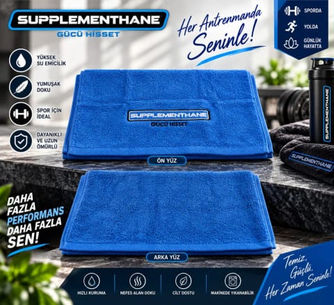 حوله ورزشی پنبه‌ای Supplementhane مدل Fitnes رنگ آبی