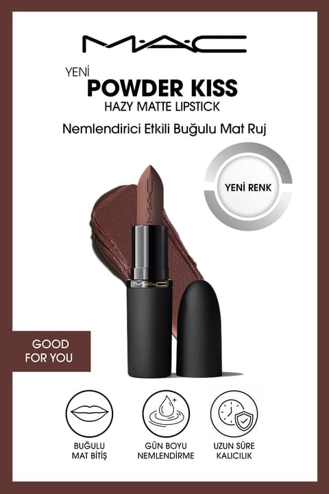 رژ لب مات مخملی M.A.C Powder Kiss Hazy Matte با اثر آبرسان - Go...