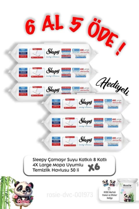 Sleepy 6 Al 5 Öde Çamaşır Suyu Katkılı Mopa Uyumlu 50 li ve ROSIE