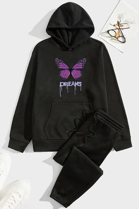 ست سویشرت و شلوار یونیسکس uyguntarz مدل Dream Butterfly چاپدار