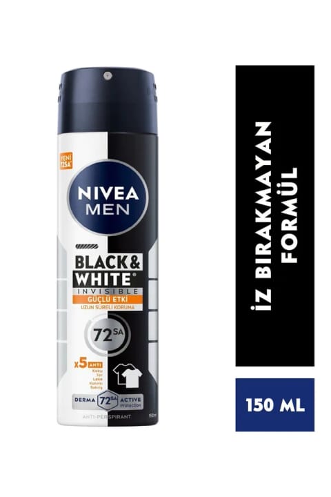NIVEA Men دئودورانت بلک اند وایت نامرئی 72 ساعت