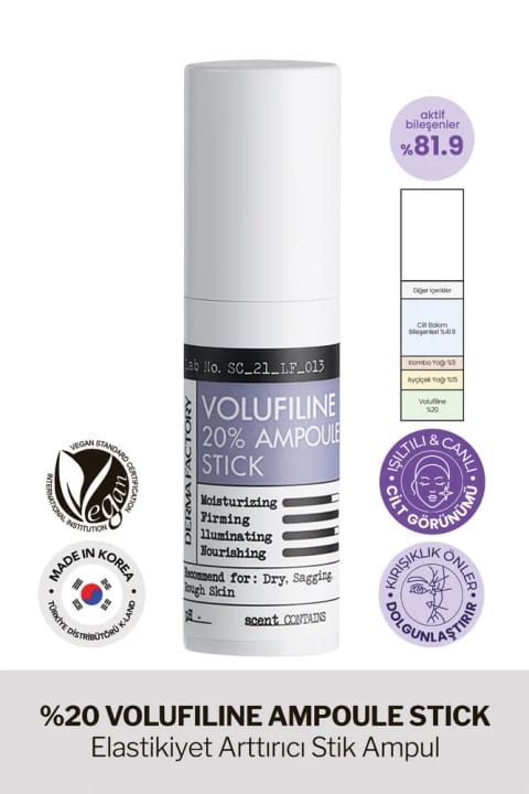 DERMA FACTORY حاوی 20% Volufilin، استیک آمپول ضد پیری Volufiline