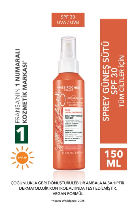 ایو روشه اسپری ضد آفتاب صورت و بدن SPF 30