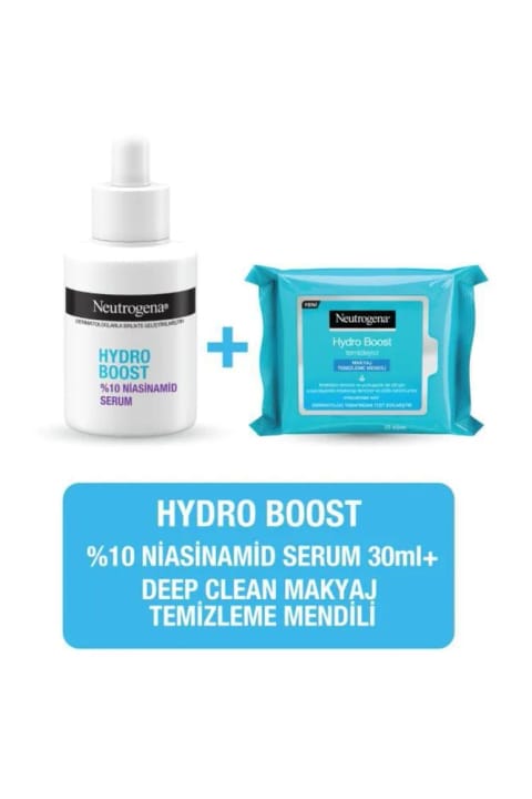 سرم Neutrogena Hydro Boost حاوی Niacinamide + دستمال پاک‌کننده آرایش