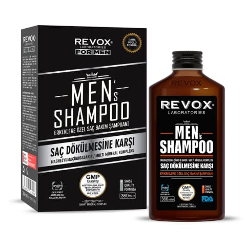 شامپو مولتی‌مینرال کمپلکس Revox Men مخصوص آقایان حاوی Magnesium، Zinc و Bakır ۳۶۰ میلی‌لیتر