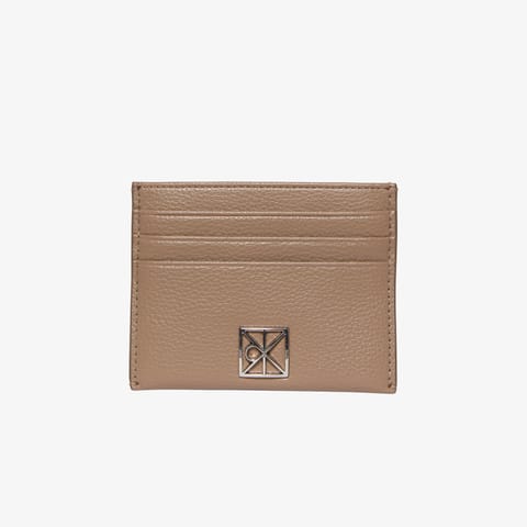 کیف کارت زنانه Calvin Klein Emblem Pebble قهوهای