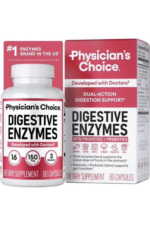 آنزیم‌های گوارشی Physicians Formula Choice مولتی آنزیم ۶۰ کپسول اورجینال