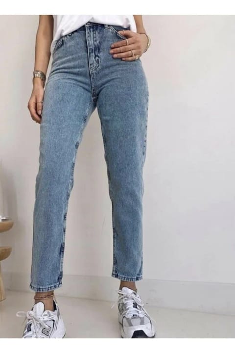 DRC trend Camelia Mom Jean Pantolon با شستشوی برفی