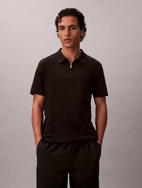 تیشرت پولو زیپدار سوپیما مردانه Calvin Klein