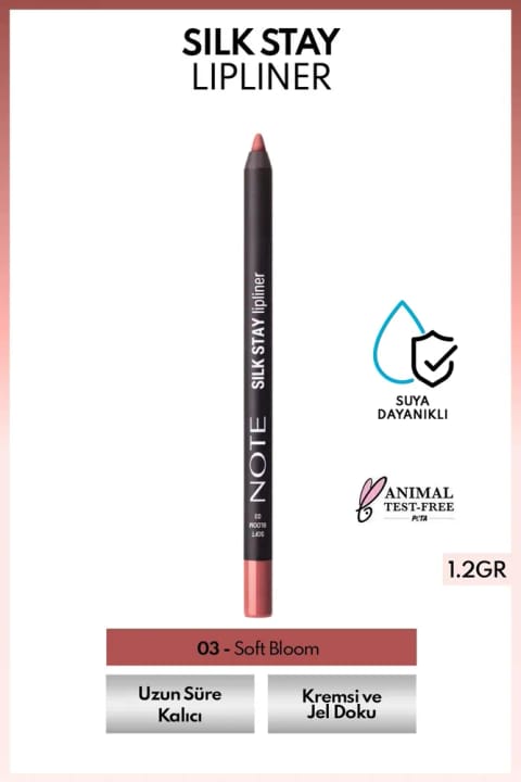 خط لب NOTE Silk Stay Lipliner مقاوم در برابر آب ابریشمی - 03 Soft Bloom