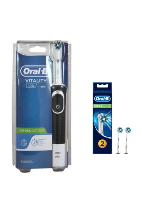 Oral-B Vitality D 100 Cross Action مشکی مسواک برقی + 2 سر یدکی