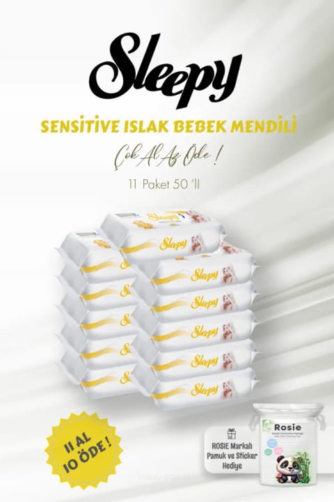 Sleepy Sensitive دستمال مرطوب کودک ۵۰ عددی (۱۱ عدد، ۱۰ عدد پرداخت)