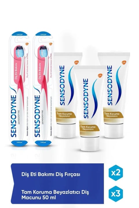 Sensodyne محافظت کامل سفیدکننده x3 + مسواک مراقبت از لثه x2
