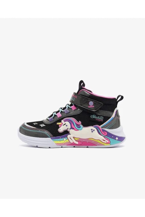 SKECHERS UNICORN CHASER بوت چراغدار مشکی دخترانه سایز بزرگ 303302L BKMT