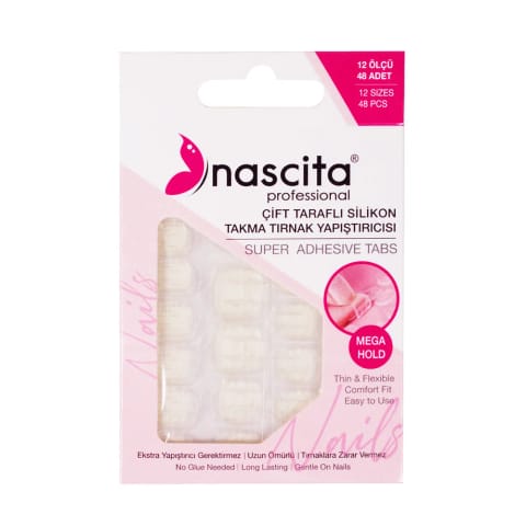 چسب ناخن مصنوعی سیلیکونی دوطرفه شفاف Nascita بسته ۴۸ عددی NASNAILGLUE07
