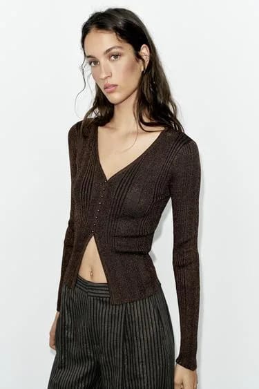 METALLIC THREAD CARDIGAN