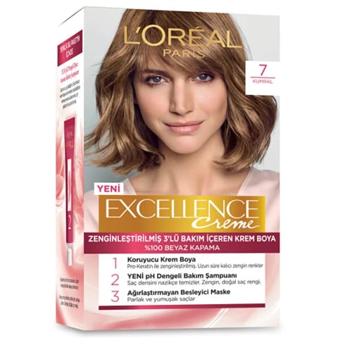 Loreal Paris Excellence Creme رنگ مو - 7 قهوهای روشن (کومرال)