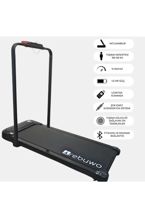 Rebuwo تردمیل قابل حمل با کنترل از راه دور بلوتوثی ۱٫۵ اسب بخار