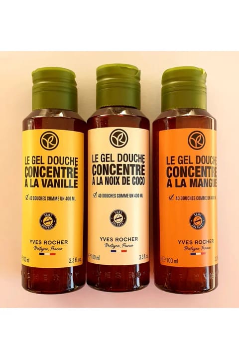 Yves Rocher دوش ژل غلیظ / وانیل گرمسیری - نارگیل - انبه
