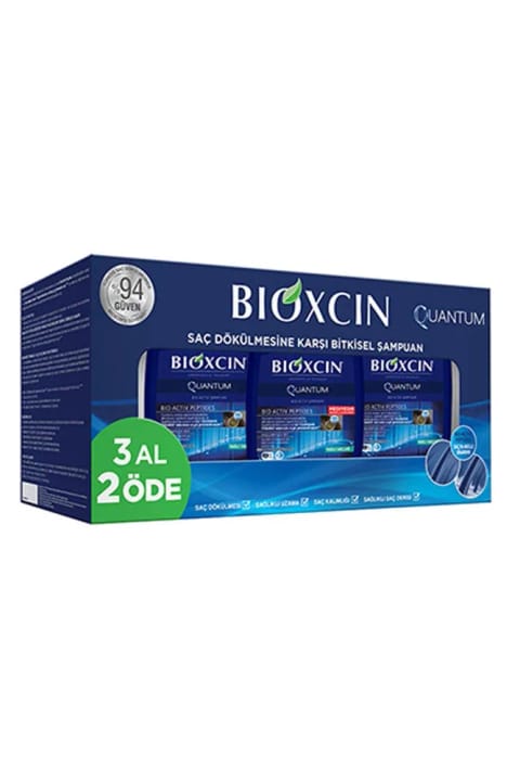 Bioxcin شامپو ضد ریزش موی چرب Quantum 300 میلی‌لیتر (بستهٔ ۳ عددی)