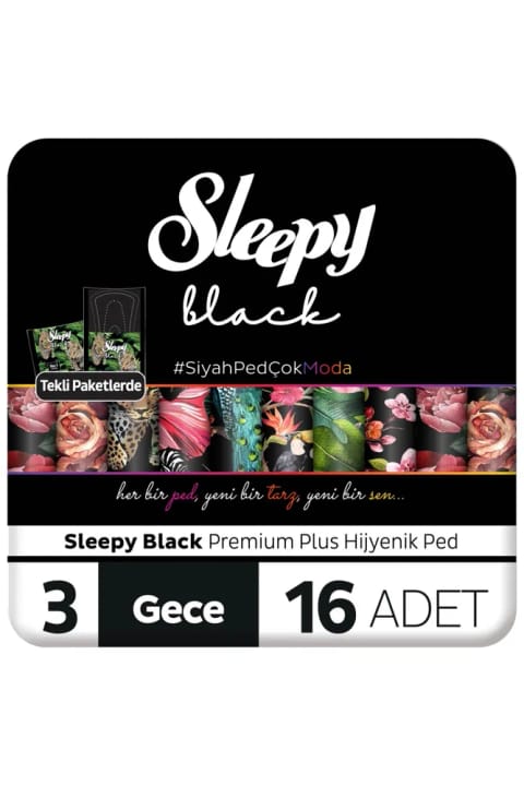 Sleepy Black Premium Plus نواربهداشتی شبانه 16 عددی