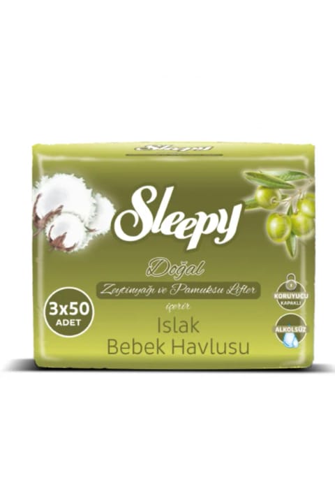 Sleepy دستمال مرطوب پنبهای با روغن زیتون طبیعی ۳۶ عددی ۱۸۰۰ برگی
