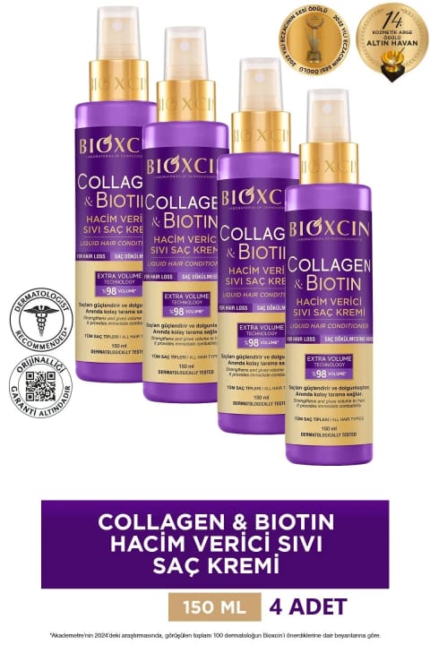 Bioxcin Collagen Biotin مایع حجم‌دهنده مو 4x150ml