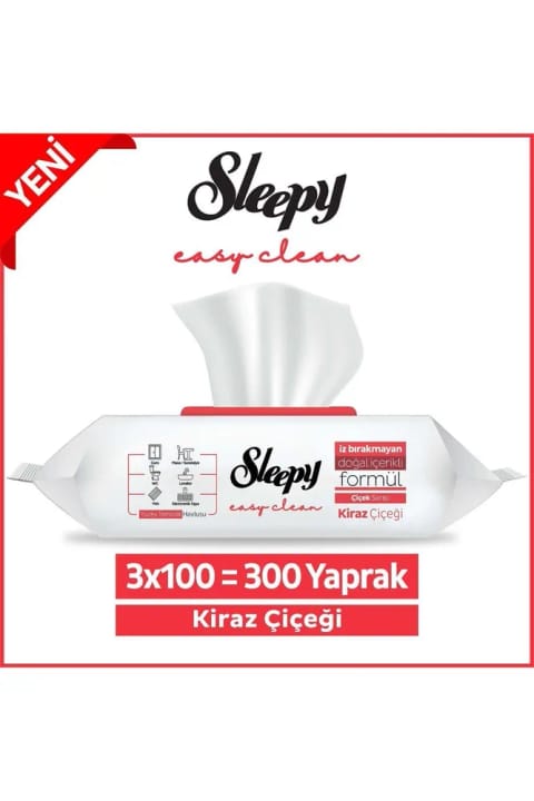 Sleepy Easy Clean دستمال تمیزکنندهٔ سطوح با رایحهٔ شکوفهٔ گیلاس ۳×۱۰۰ برگی