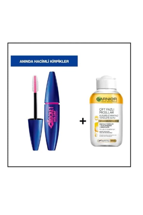 ریمل Maybelline New York Rocket رنگ مشکی + پاک‌کننده آرایش دو فاز مینی Garnier