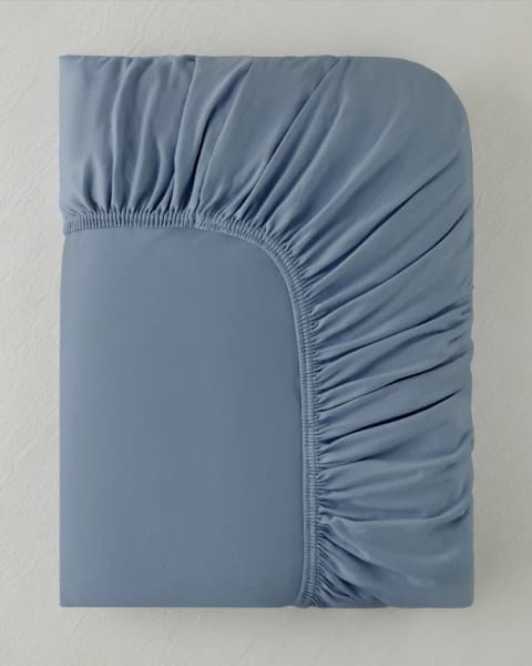 ملحفه کشدار یک نفره Plus پنبه خالص پنيه آبی 120x200 سانتی‌متر
